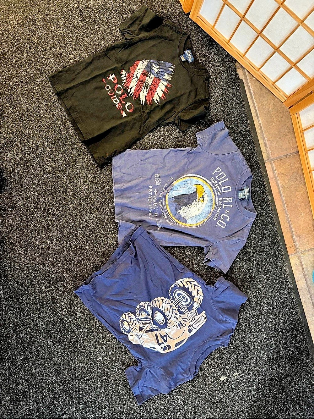 Polo Ralph Lauren Cotton Jersey Graphic Tee 3-Piece Lot Blue & Black